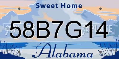 58B7G14 Alabama License Plate