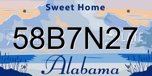 58B7N27 Alabama License Plate