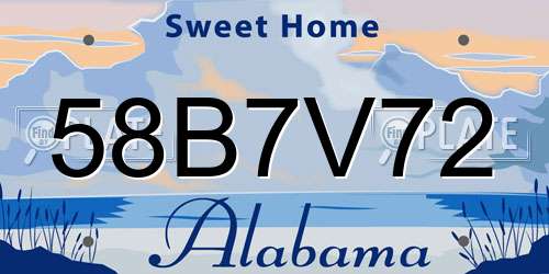 58B7V72 Alabama License Plate