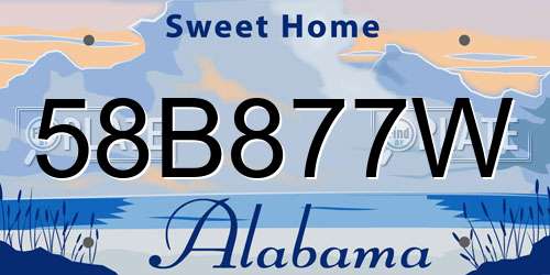 58B877W Alabama License Plate
