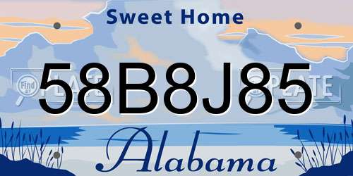 58B8J85 Alabama License Plate