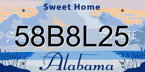 58B8L25 Alabama License Plate
