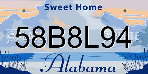 58B8L94 Alabama License Plate