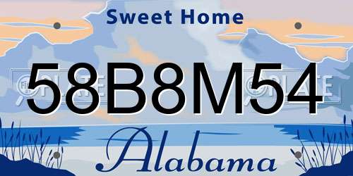 58B8M54 Alabama License Plate