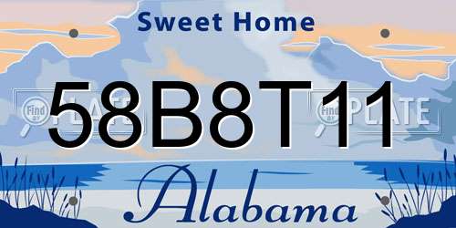 58B8T11 Alabama License Plate
