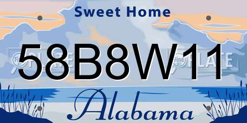 58B8W11 Alabama License Plate