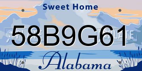 58B9G61 Alabama License Plate