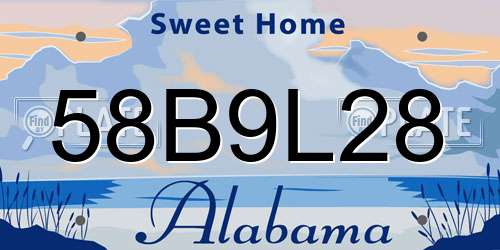 58B9L28 Alabama License Plate