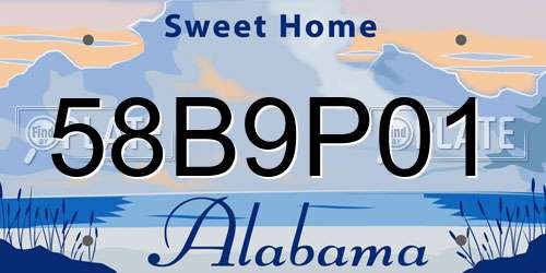 58B9P01 Alabama License Plate