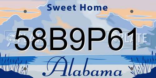 58B9P61 Alabama License Plate