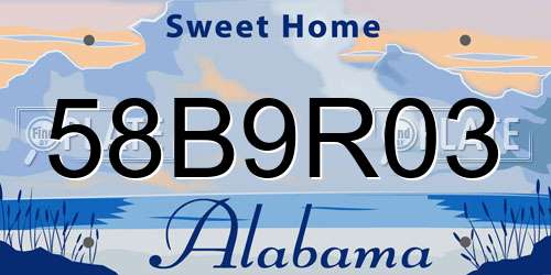 58B9R03 Alabama License Plate