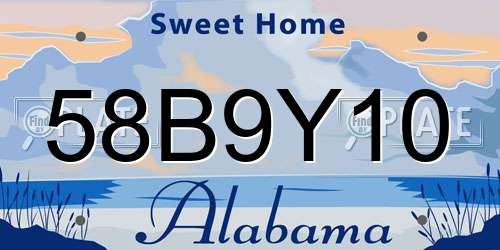 58B9Y10 Alabama License Plate