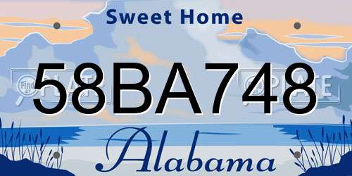 58BA748 Alabama License Plate