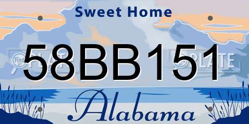 58BB151 Alabama License Plate