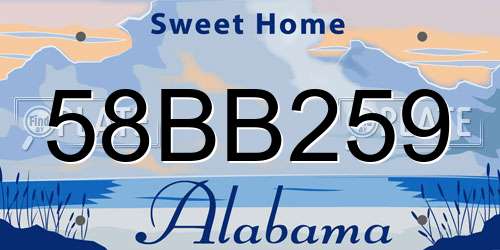 58BB259 Alabama License Plate