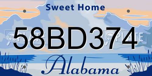 58BD374 Alabama License Plate