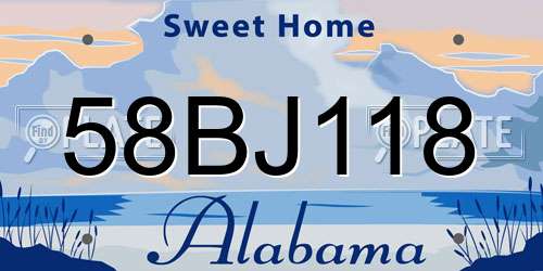 58BJ118 Alabama License Plate