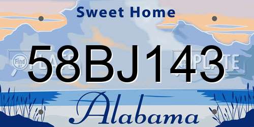 58BJ143 Alabama License Plate
