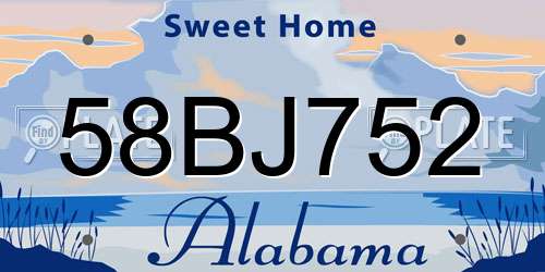 58BJ752 Alabama License Plate