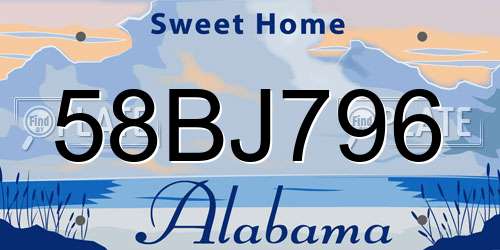58BJ796 Alabama License Plate