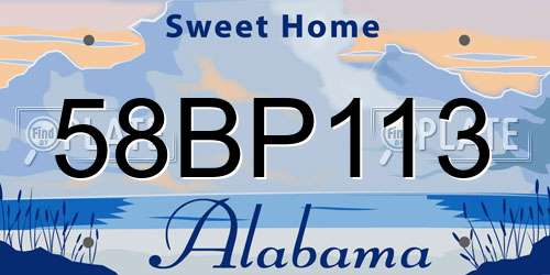 58BP113 Alabama License Plate