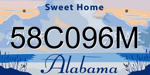 58C096M Alabama License Plate