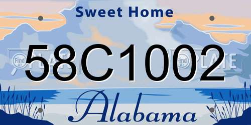 58C1002 Alabama License Plate