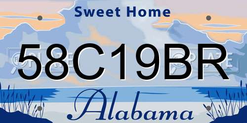 58C19BR Alabama License Plate