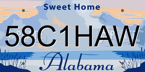 58C1HAW Alabama License Plate