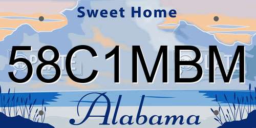 58C1MBM Alabama License Plate