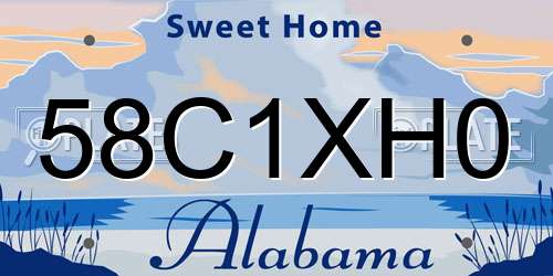58C1XH0 Alabama License Plate