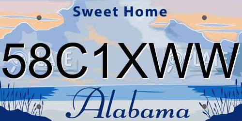 58C1XWW Alabama License Plate