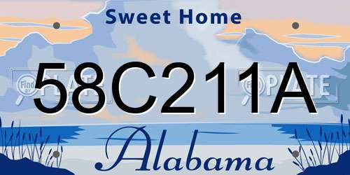 58C211A Alabama License Plate