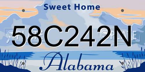 58C242N Alabama License Plate