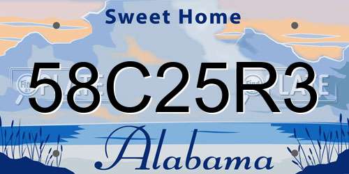 58C25R3 Alabama License Plate