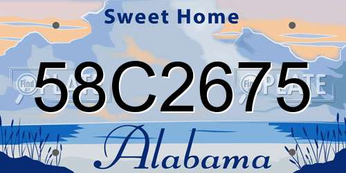 58C2675 Alabama License Plate