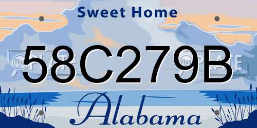 58C279B Alabama License Plate