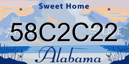 58C2C22 Alabama License Plate