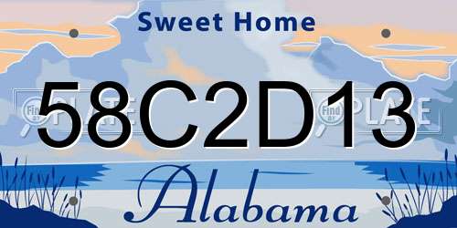 58C2D13 Alabama License Plate