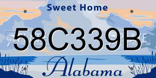 58C339B Alabama License Plate