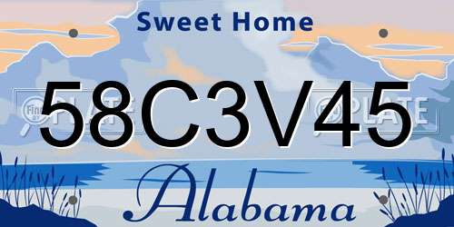 58C3V45 Alabama License Plate
