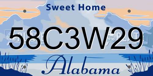 58C3W29 Alabama License Plate