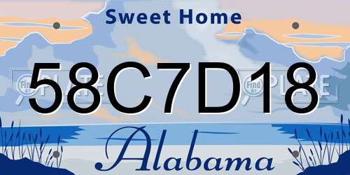 58C7D18 Alabama License Plate