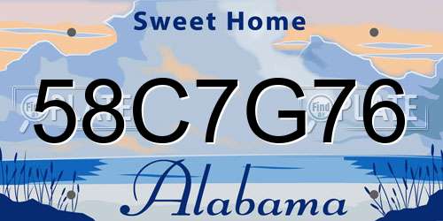 58C7G76 Alabama License Plate