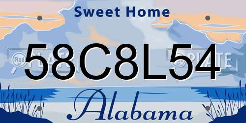 58C8L54 Alabama License Plate