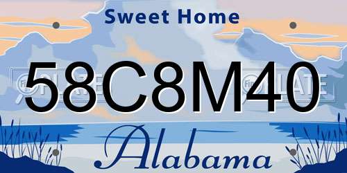 58C8M40 Alabama License Plate