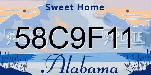 58C9F11 Alabama License Plate