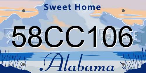 58CC106 Alabama License Plate
