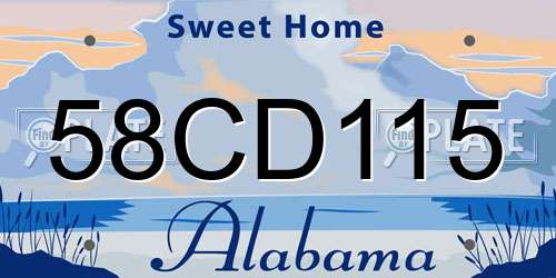 58CD115 Alabama License Plate