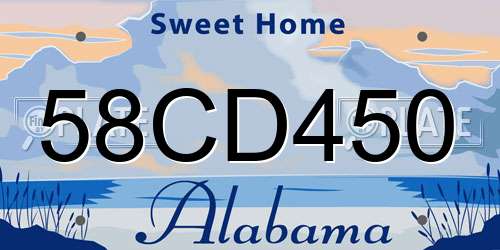 58CD450 Alabama License Plate